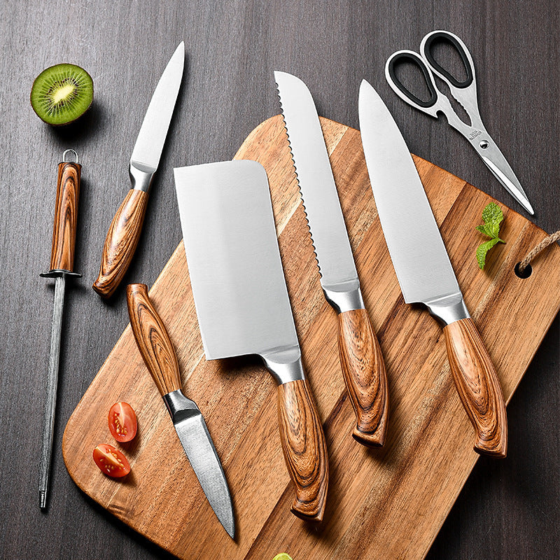 Kitchen Knives Set, Stainless Steel, 8pcs set, including Block and Sharpener