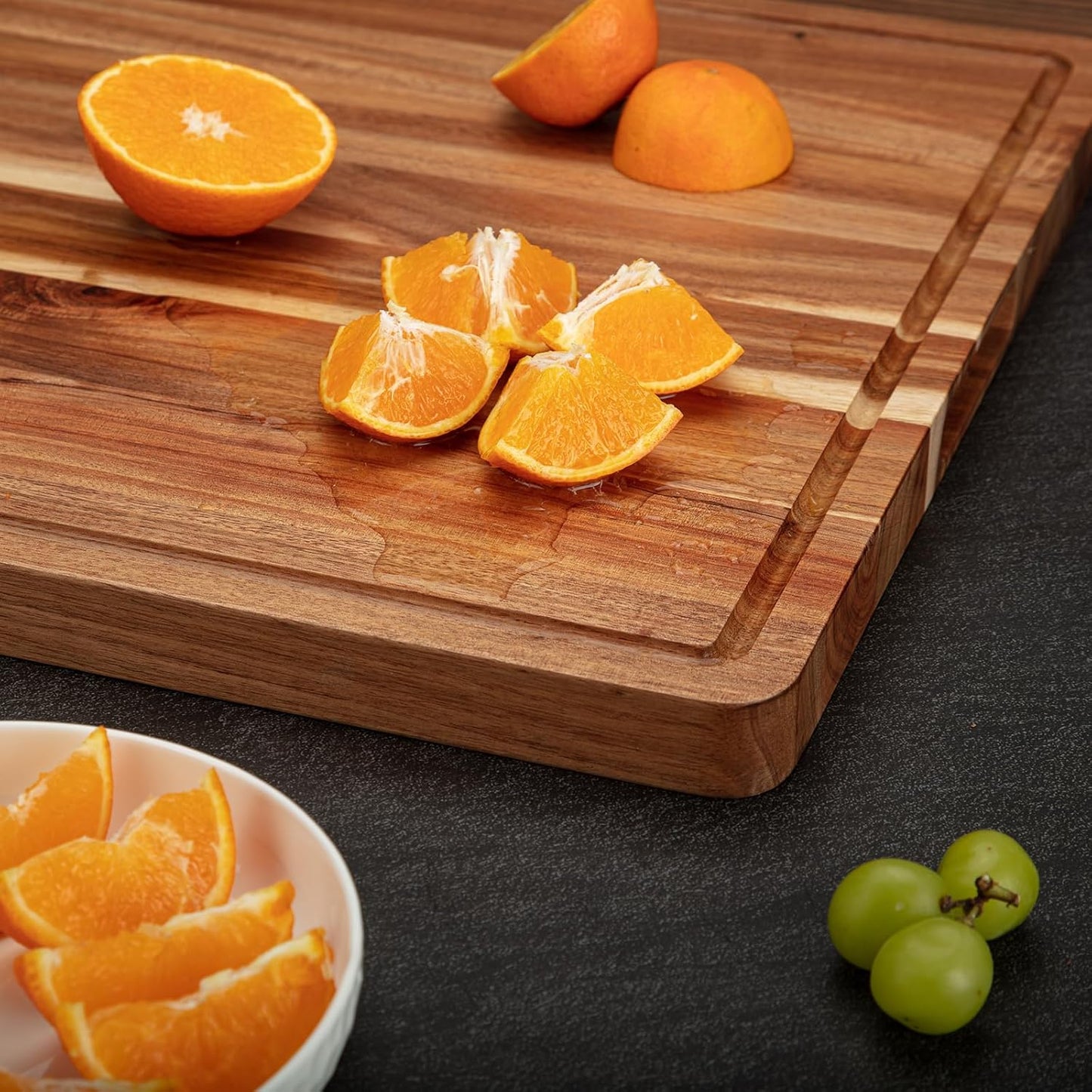Acacia Wood Cutting/Serving Board Set, 4pcs, including Holder