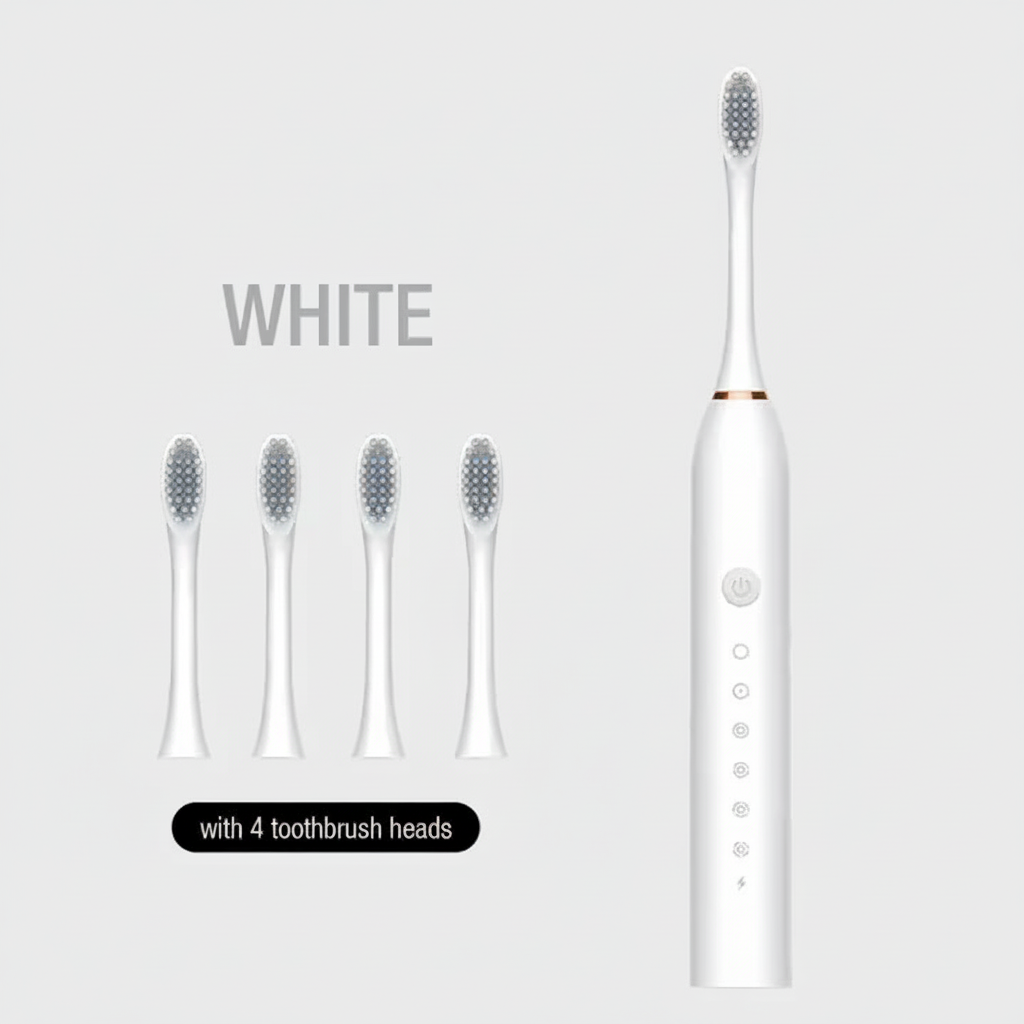 Sonic Electric Toothbrush, White, Waterproof, Rechargeable