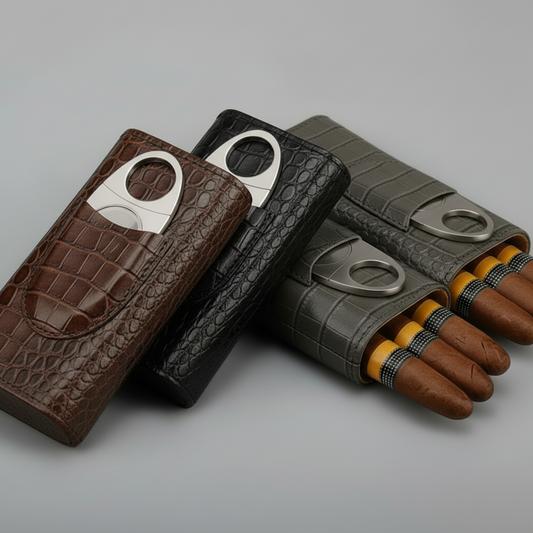 Portable Classic Crocodile Leather Pattern Cigar Case