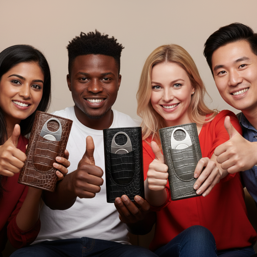 Portable Classic Crocodile Leather Pattern Cigar Case