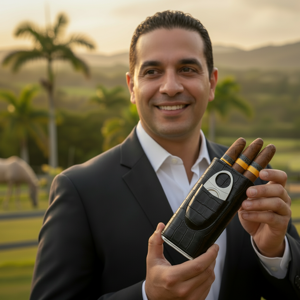 Portable Classic Crocodile Leather Pattern Cigar Case