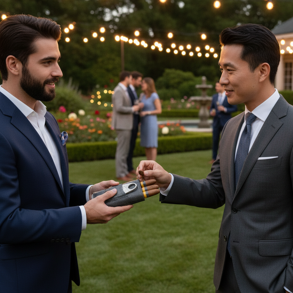 Portable Classic Crocodile Leather Pattern Cigar Case