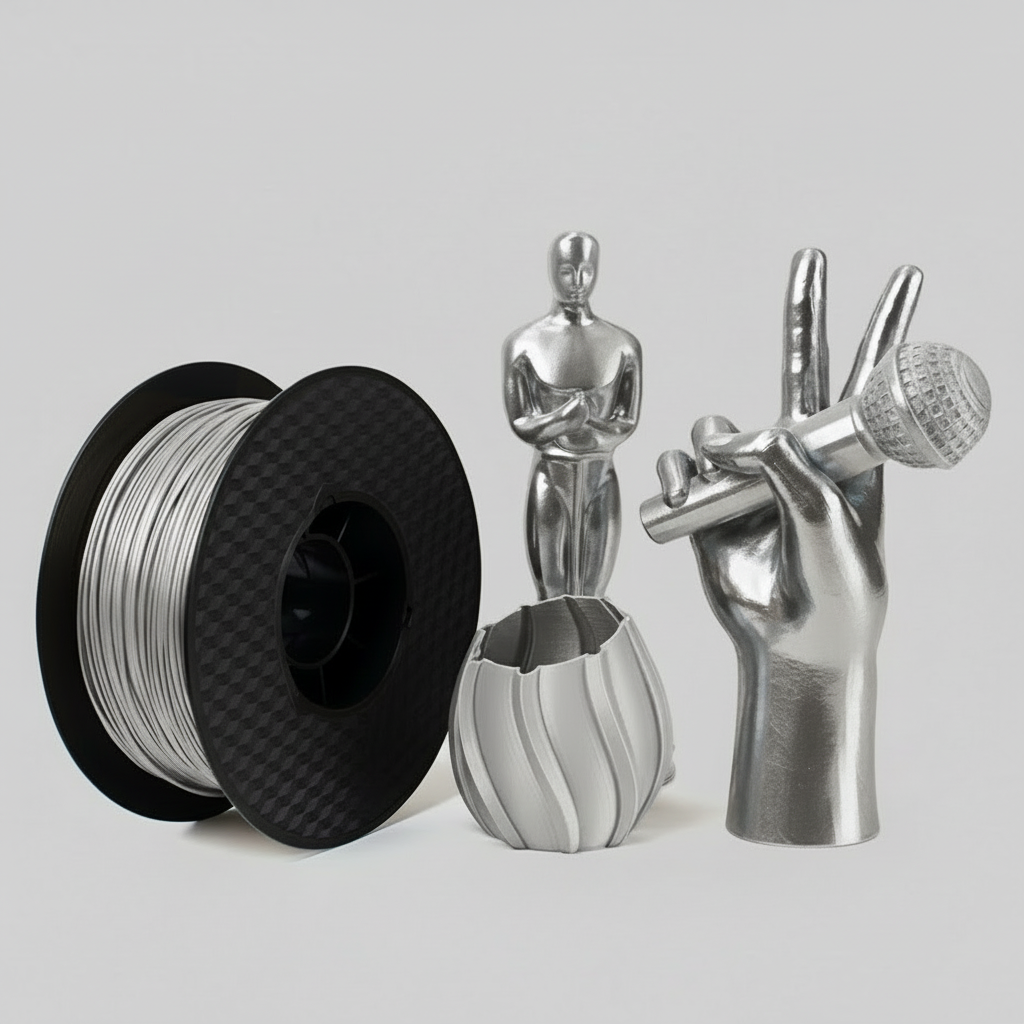 PLA 3D Printer Metallic Filament, 1kg (2.2lb) Spool, 1.75mm +/- 0.05mm