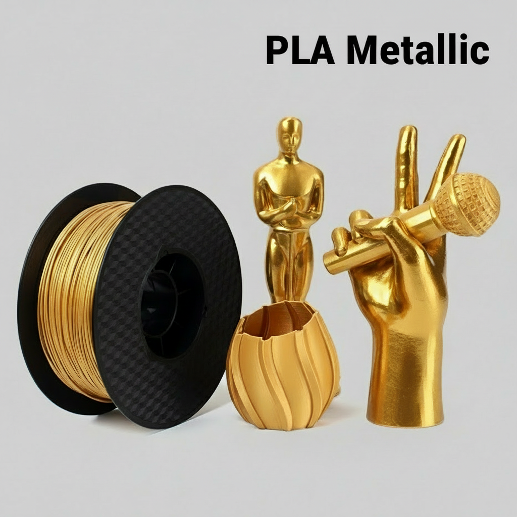 PLA 3D Printer Metallic Filament, 1kg (2.2lb) Spool, 1.75mm +/- 0.05mm