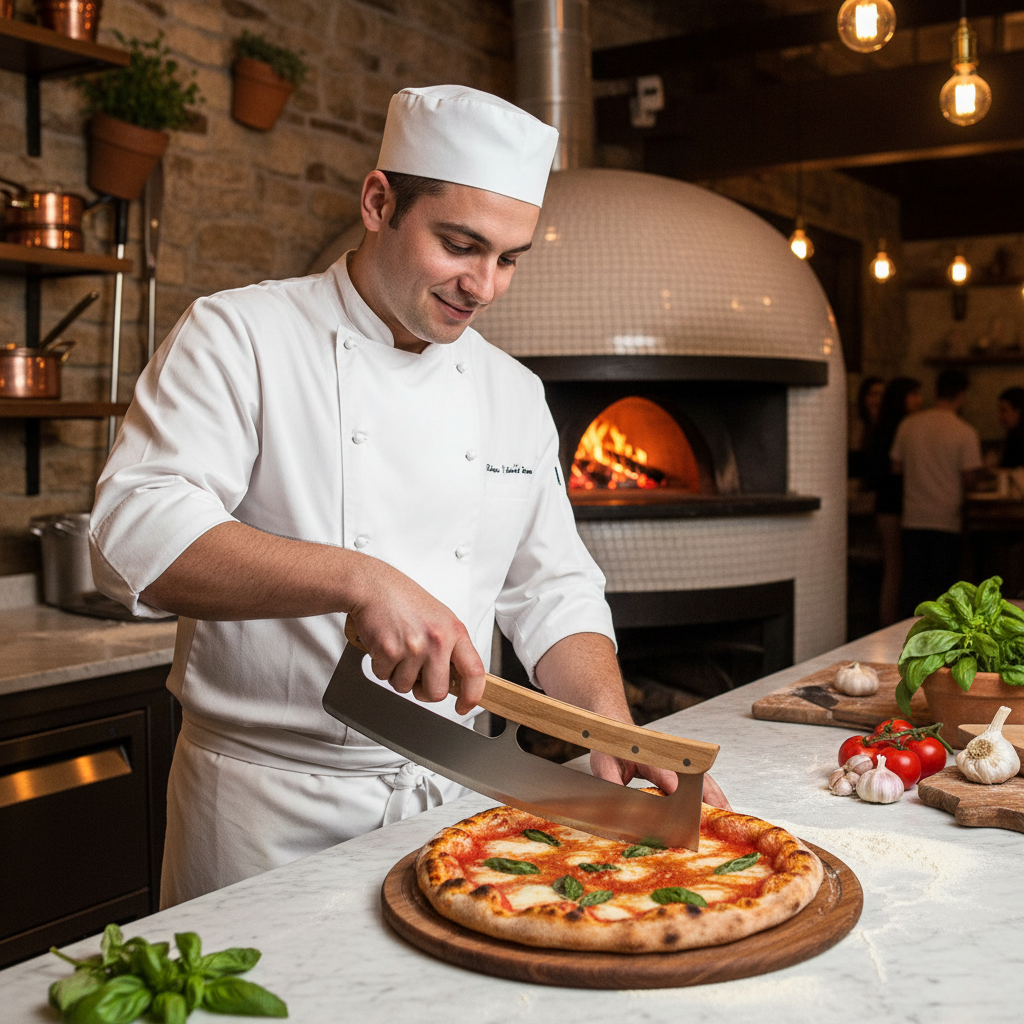 14" Pizza Cutter, Premium Wooden Handle