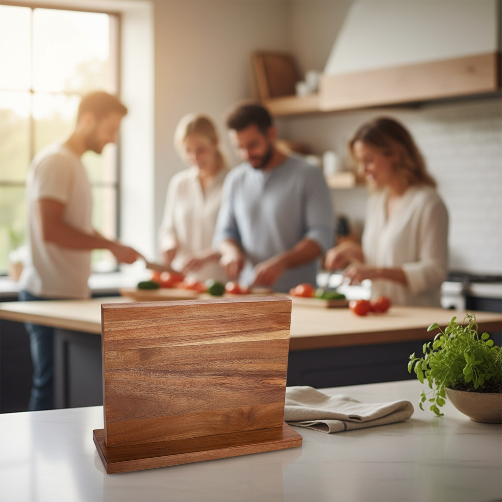 Countertop Magnetic Knife Holder, Acacia Hardwood