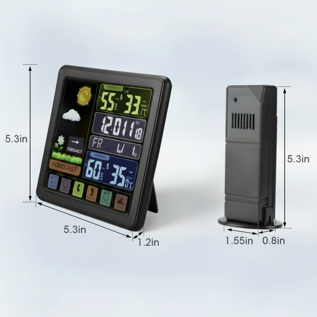 Digital Weather Station, Black with Indoor/Outdoor wireless sensor