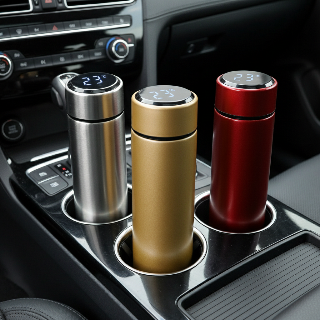 Vacuum Insulated Smart Thermos,  Digital LED Temperature Display, Stainless Steel, 17 Oz