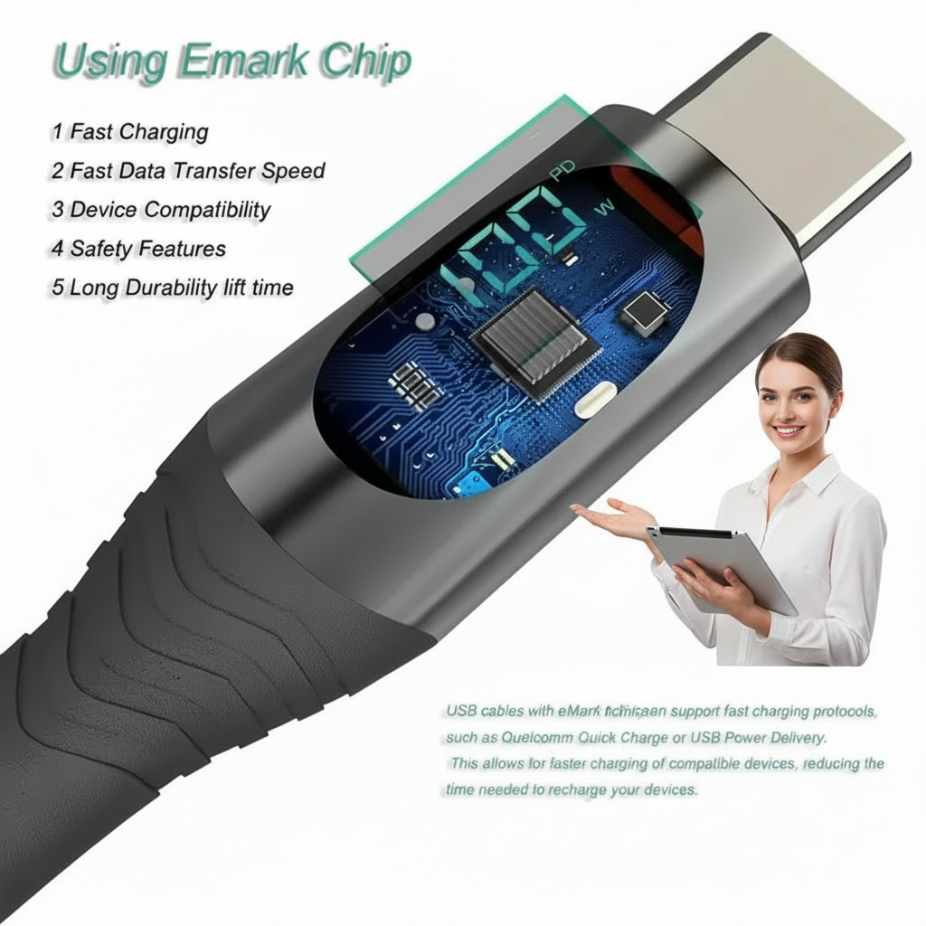 LED 6.5ft Type-C to iPhone Charging Cable, 100W