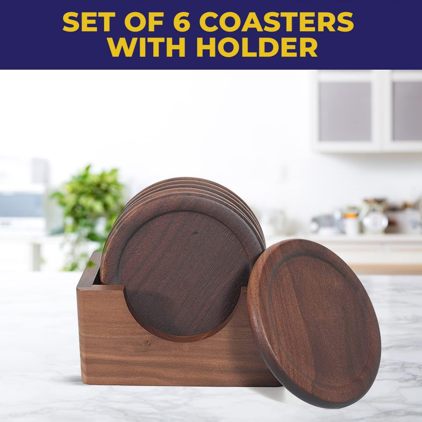 Wooden Coasters, Dark Walnut Hardwood