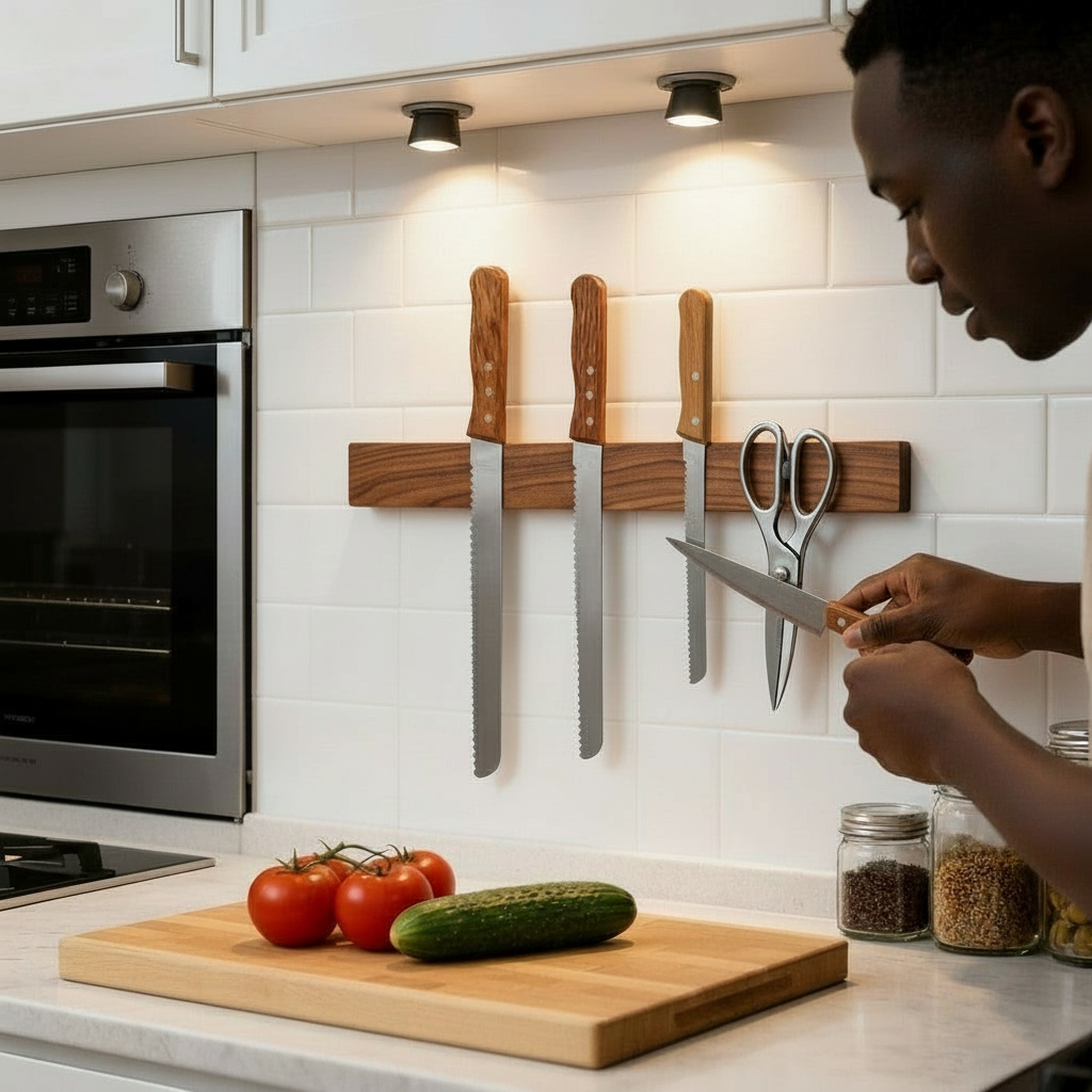 Magnetic Knife Holder, Acacia Hardwood, 16"