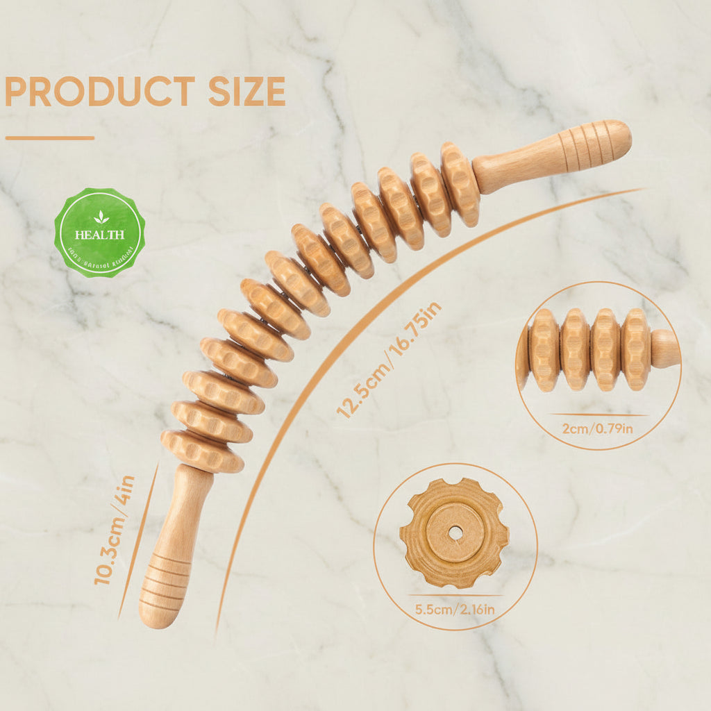 Wooden Massage Roller Stick, 12 Axes