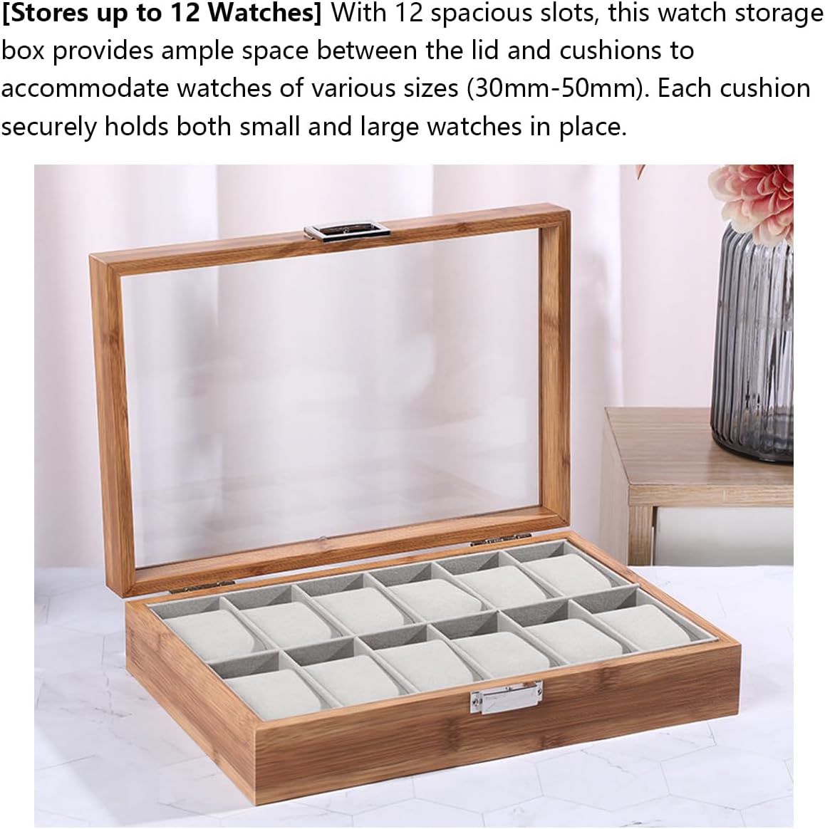 Watch Storage Box, Natural Rubberwood