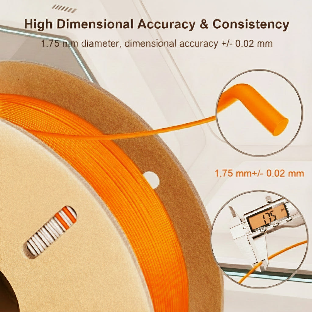 PETG 3D Printer Filament, High-Speed, 1kg (2.2lb) Spool, 1.75mm +/- 0.02mm