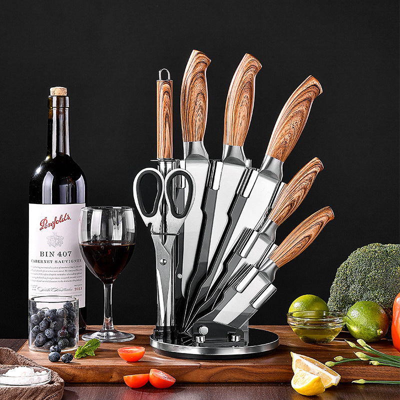 Kitchen Knives Set, Stainless Steel, 8pcs set, including Block and Sharpener