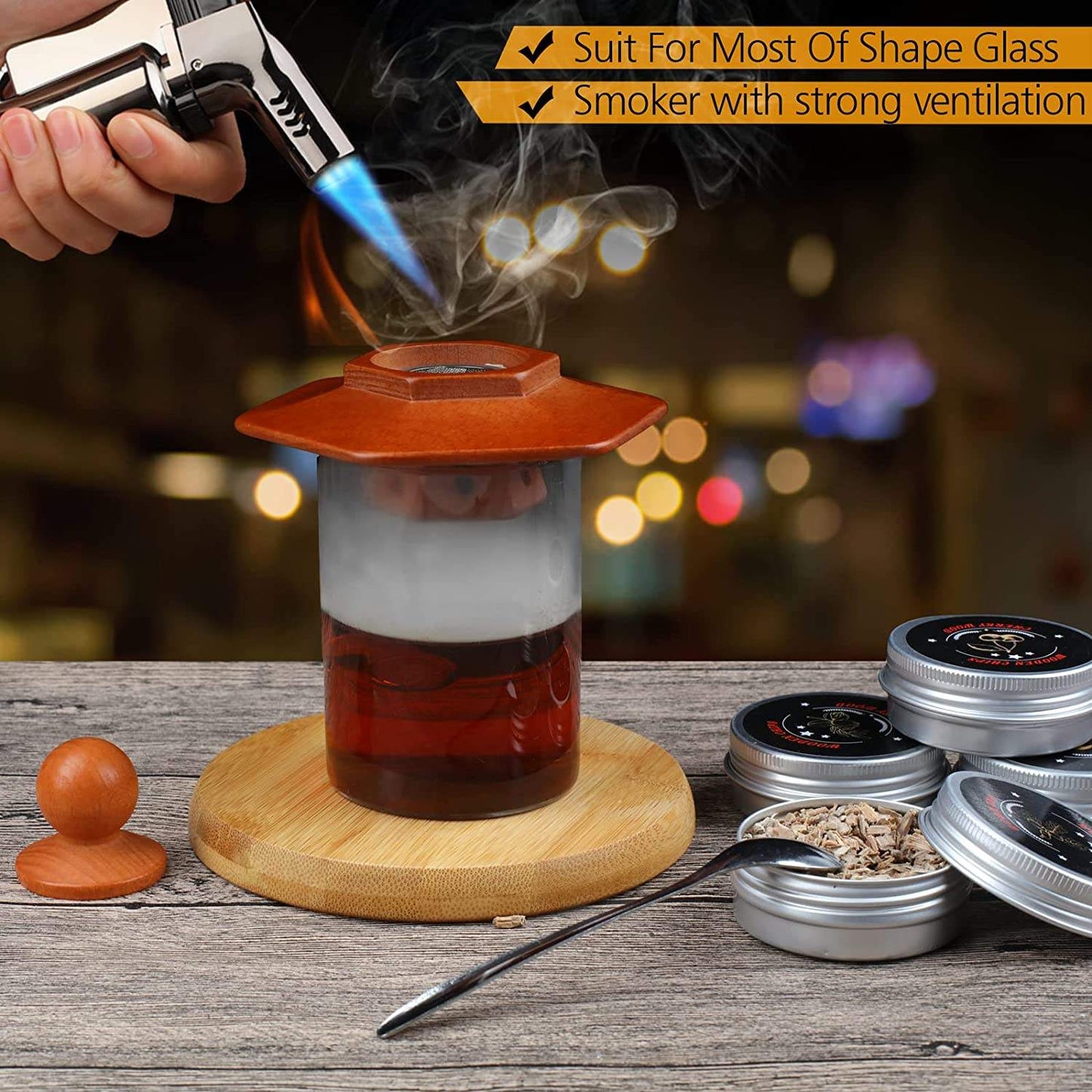 Cocktail Smoker Kit with 4 Wood Chips Samplers