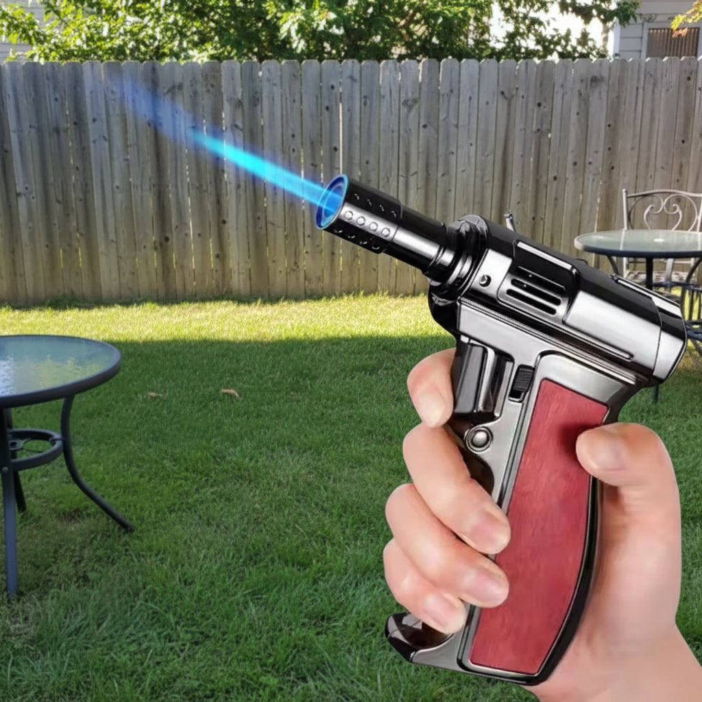 Gas Lighter Torch "Gun Metal Color" Pistol grip Handle