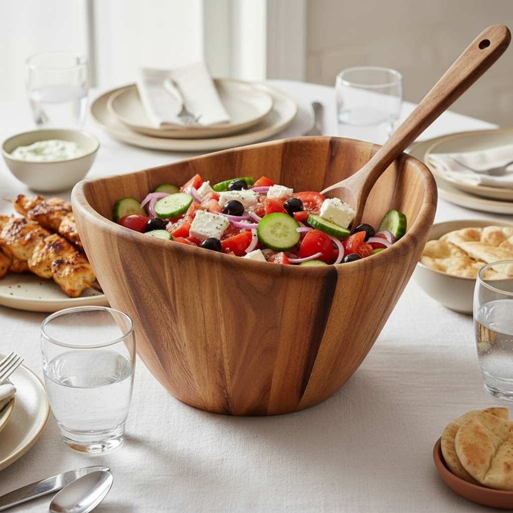 Acacia Wood Salad Serving Bowl, 12"