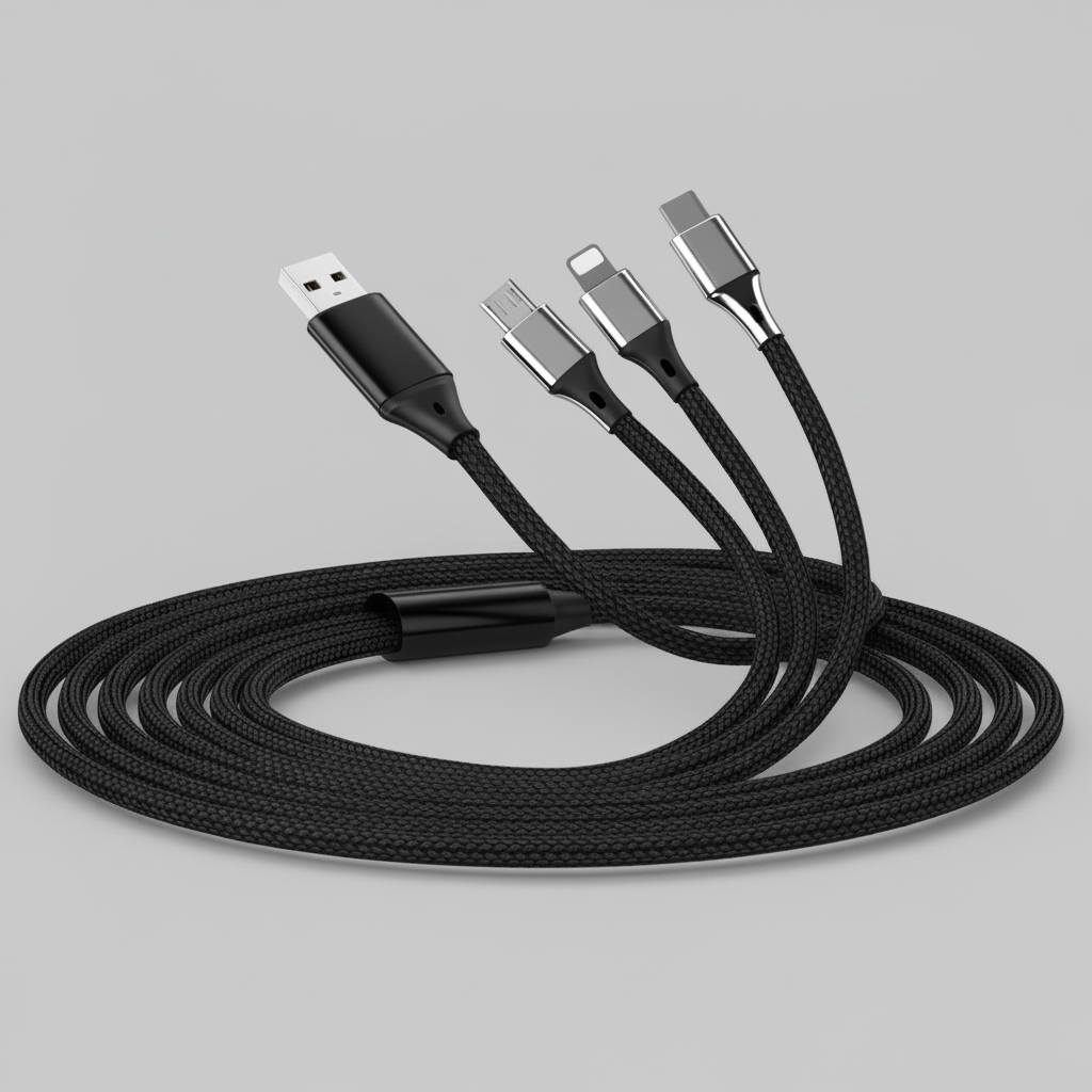 Black, 3 in 1 Charging Cable