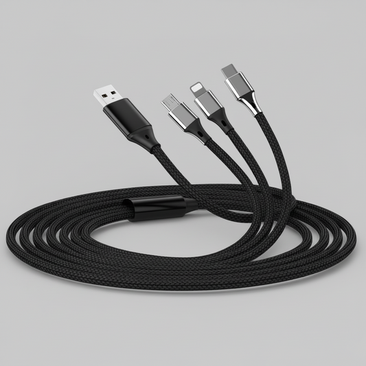 Black, 3 in 1 Charging Cable