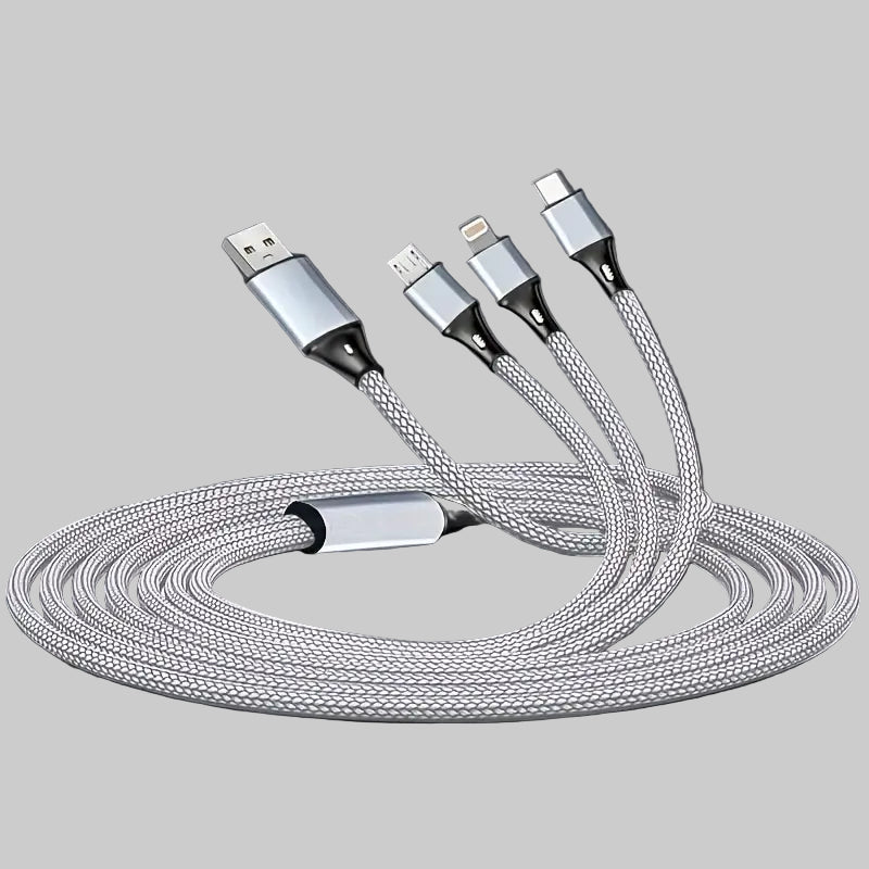 Silvery, 3 in 1 Charging  Cable